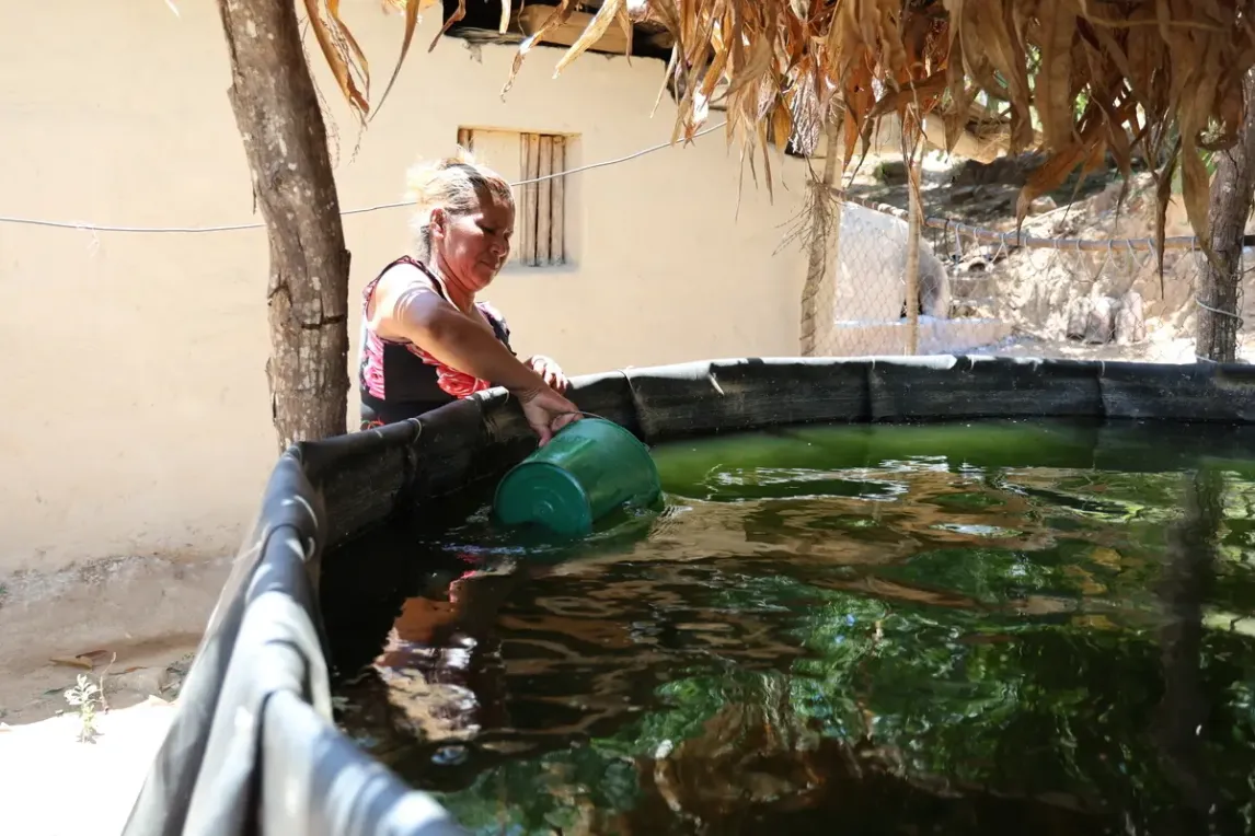 Woman collecting water of a home reservoir (Nicaragua).webp