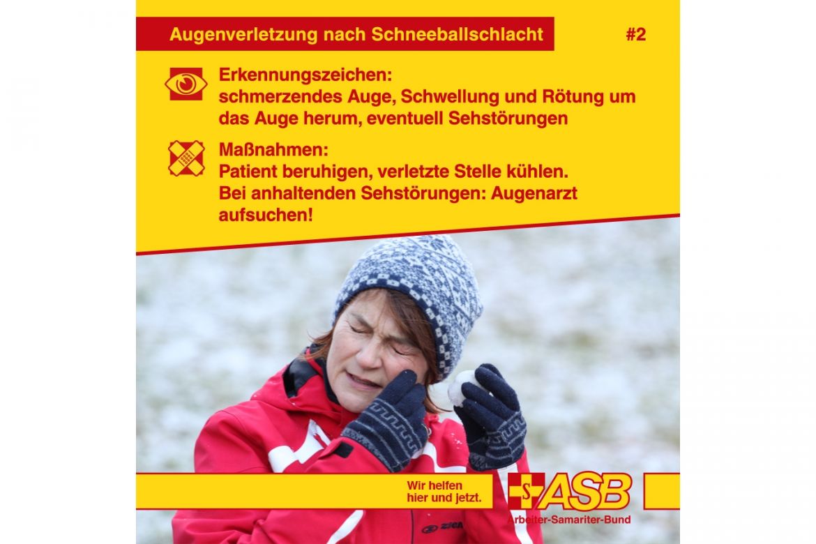 Hilfe bei Augenverletzung nach Schneeballschlacht.