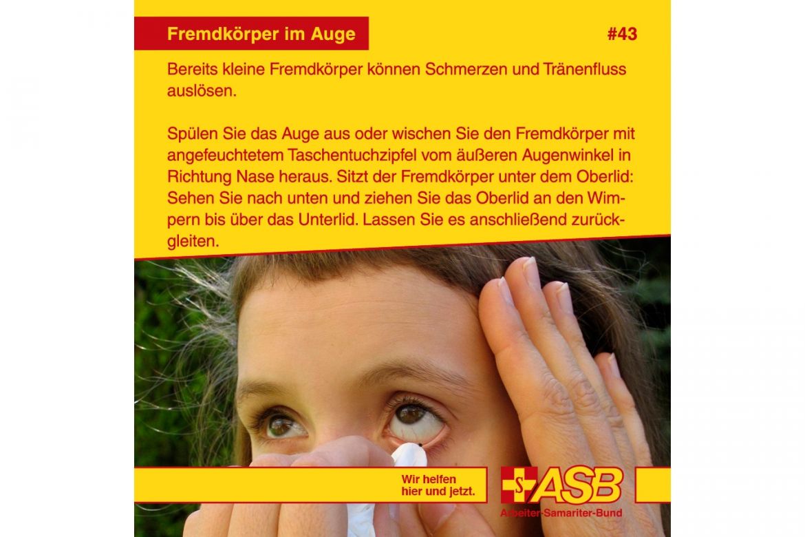 Erste-Hilfe-Tipp Nr. 43: Fremdkörper im Auge